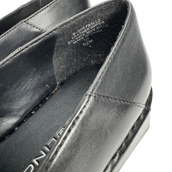 VTG Y2K Bandolino W 6.5M Black‎ Leather Square Toe Chunky Heel Loafer Academia - Picture 8 of 9